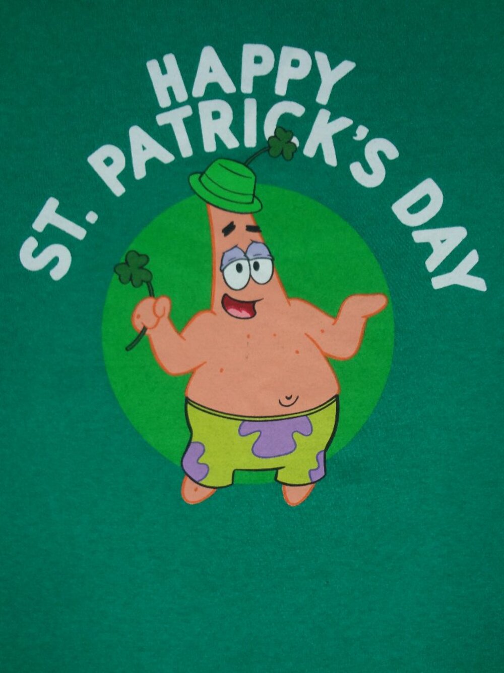 SPONGEBOB SQUAREPANTS ST. PATRICK'S DAY PATRICK STAR GREEN XL T-SHIRT L863